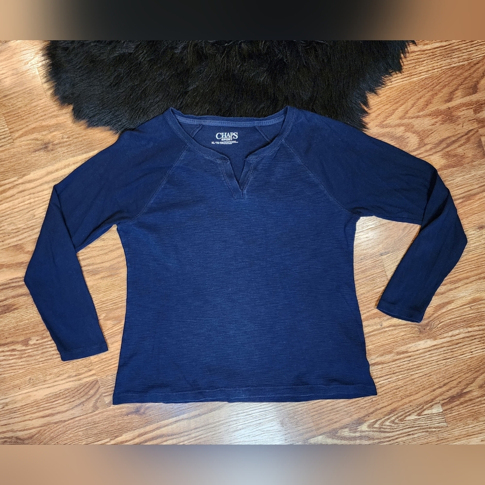 Chaps Sport Navy Blue Long Sleeve Tee Women's Size XL